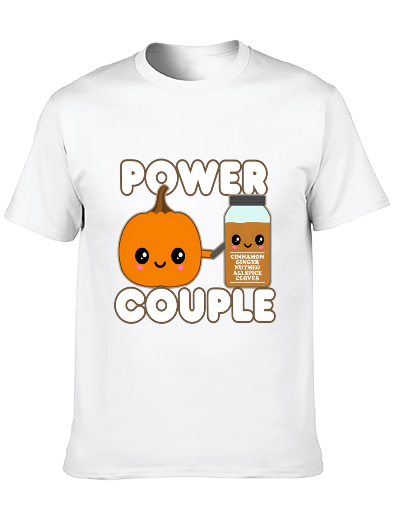 Camiseta Negra Power Couple Calabaza Especia Otoñal