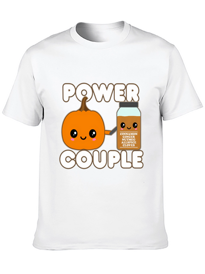 Camiseta Negra Power Couple Calabaza Especia Otoñal