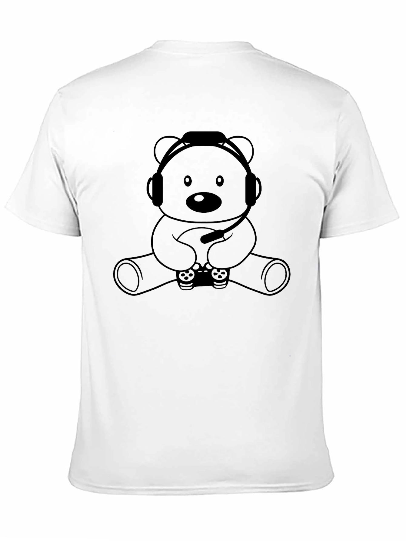 Camiseta Negra con Diseño de Oso Gamer