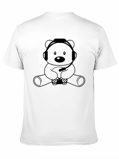 Camiseta Negra con Diseño de Oso Gamer