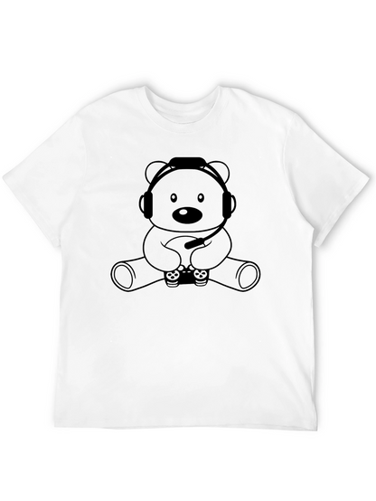 Camiseta Negra con Diseño de Oso Gamer