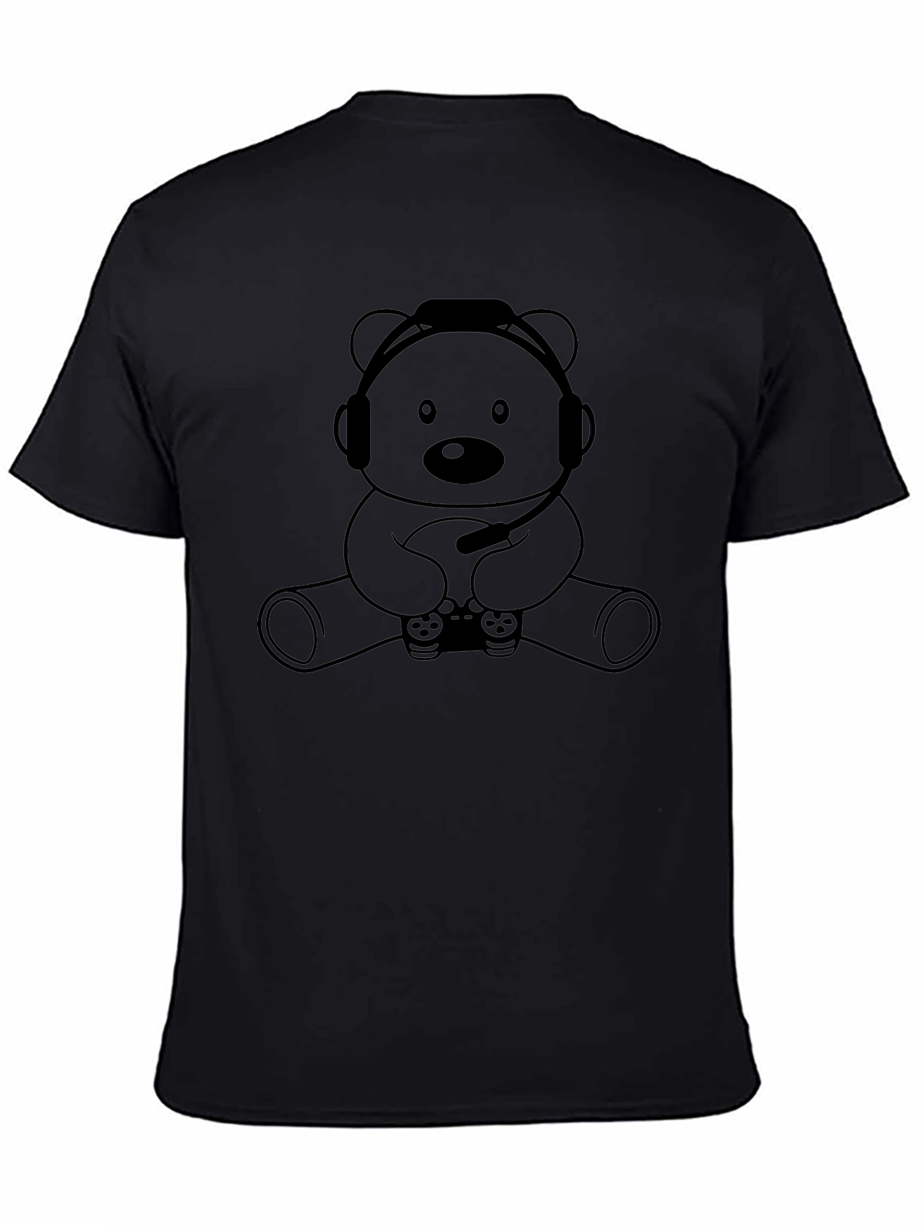 Camiseta Negra con Diseño de Oso Gamer