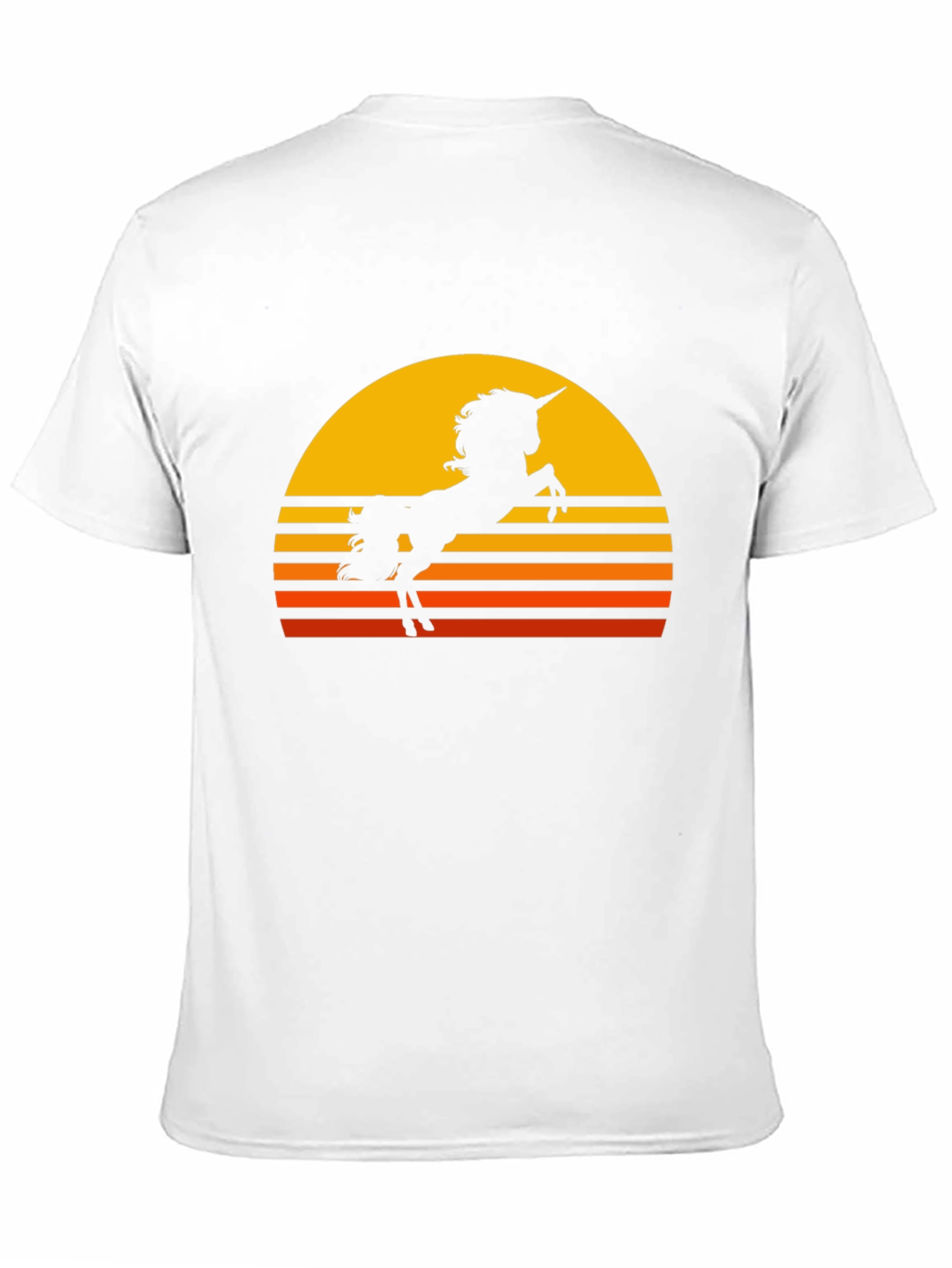 Camiseta Negra Unicornio Atardecer Retro
