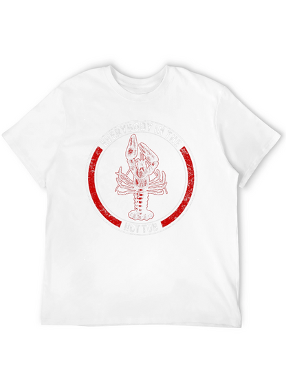 Camiseta Negra con Diseño de Langosta en Círculo Rojo