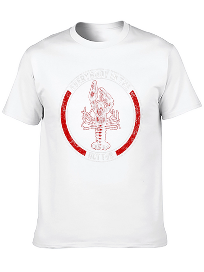 Camiseta Negra con Diseño de Langosta en Círculo Rojo