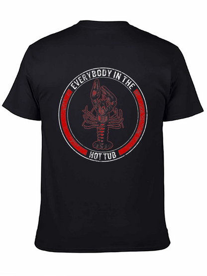 Camiseta Negra con Diseño de Langosta en Círculo Rojo