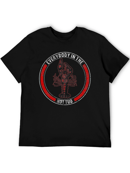 Camiseta Negra con Diseño de Langosta en Círculo Rojo