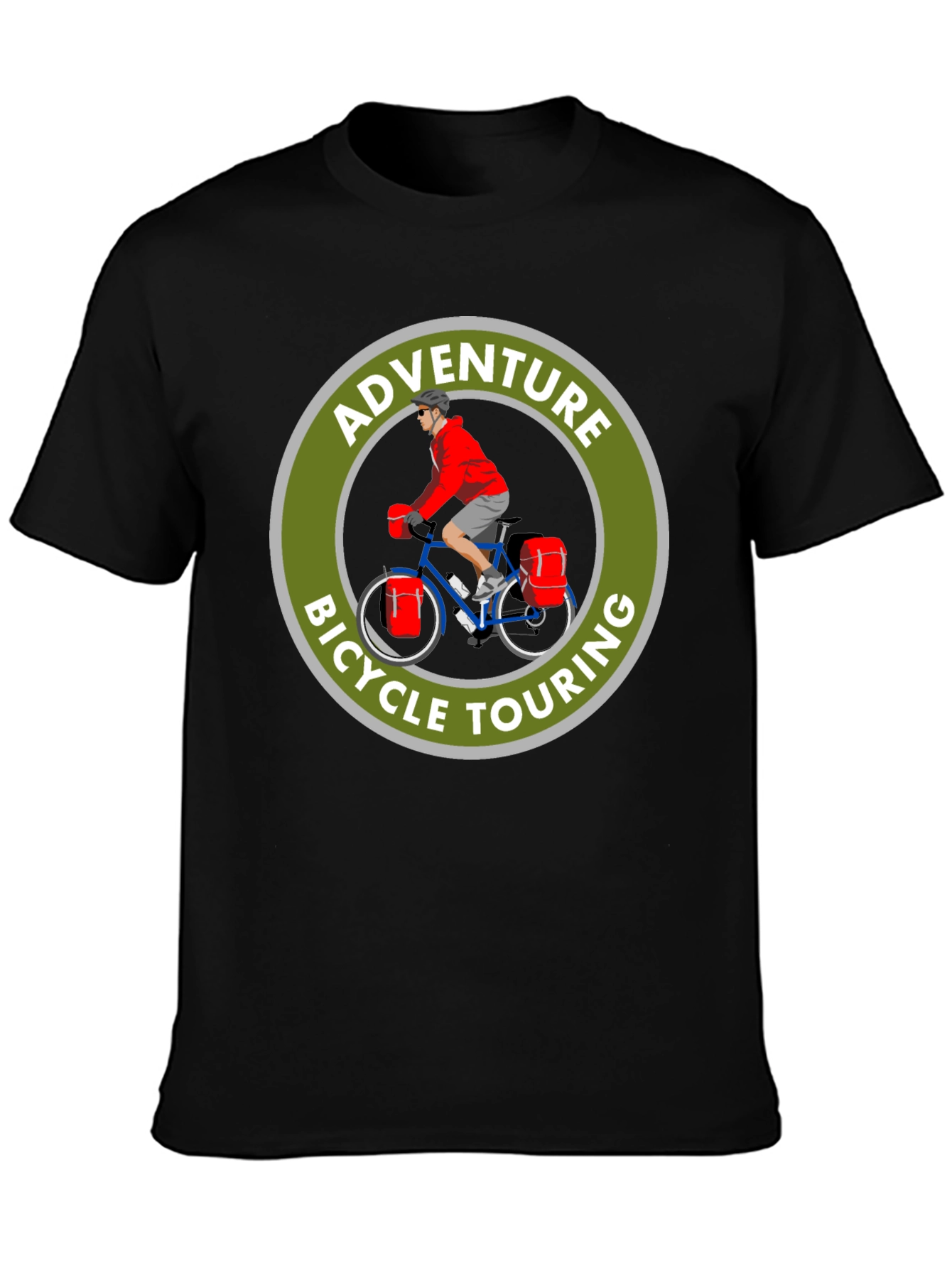 Camiseta Negra Adventure Bicycle Touring