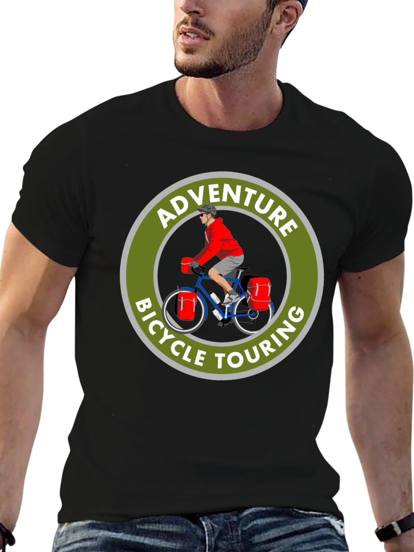 Camiseta Negra Adventure Bicycle Touring