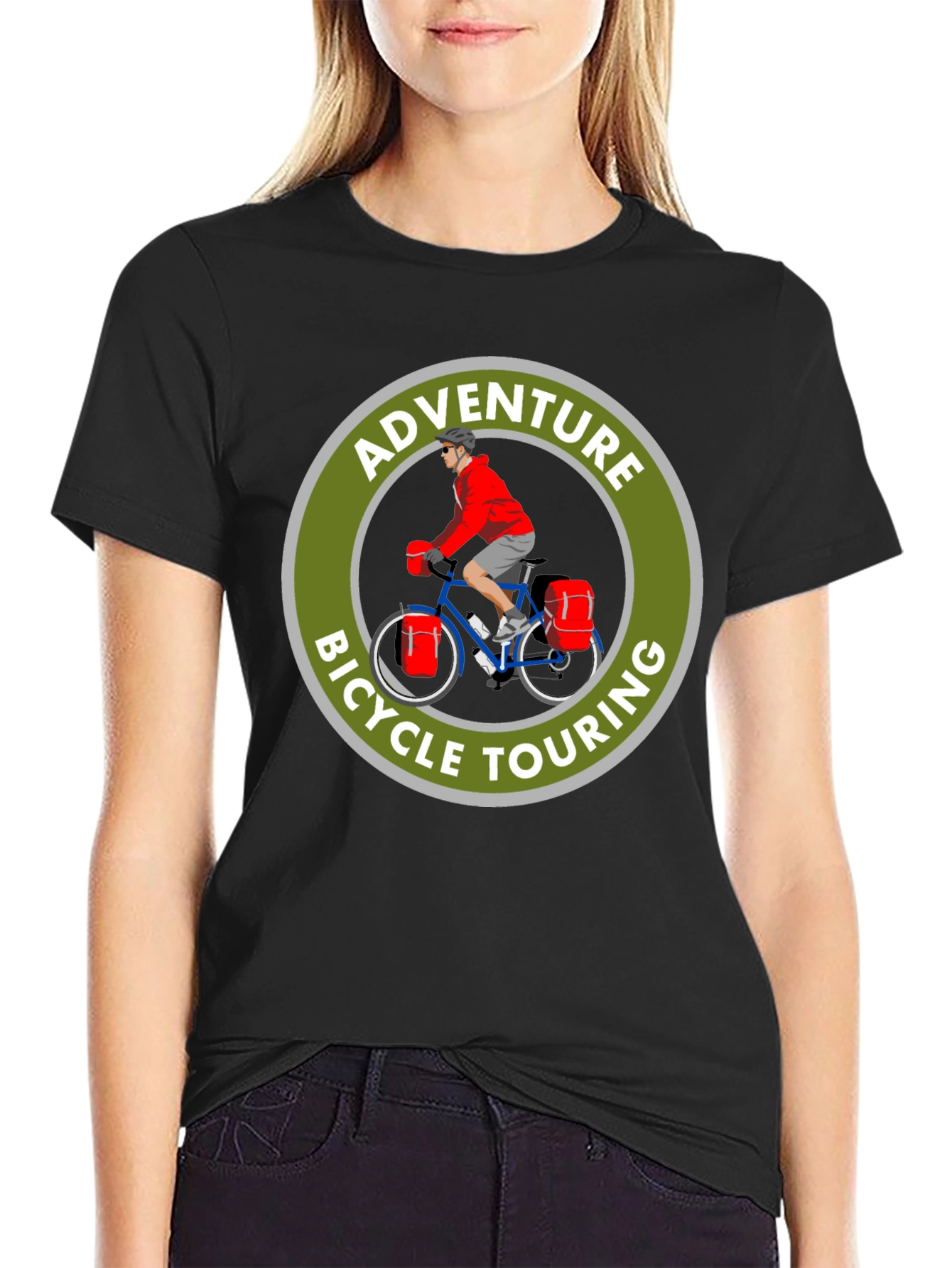 Camiseta Negra Adventure Bicycle Touring
