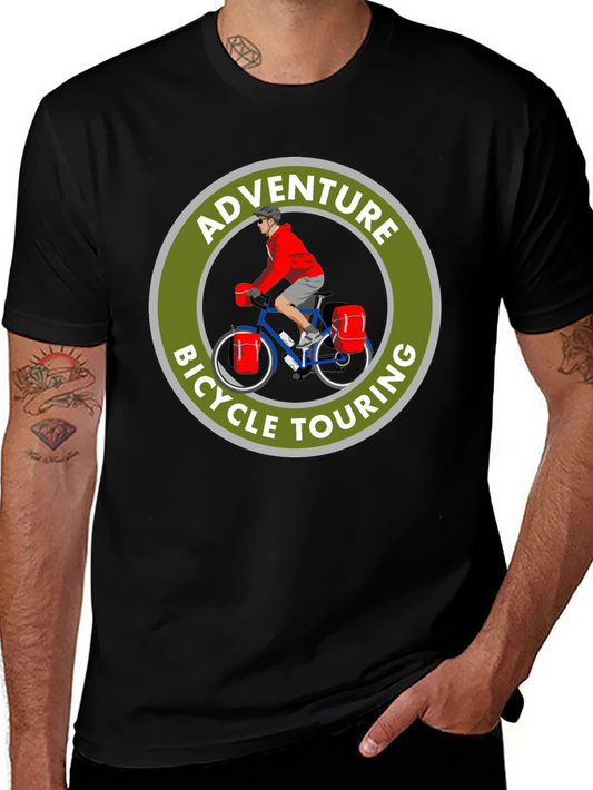 Camiseta Negra Adventure Bicycle Touring