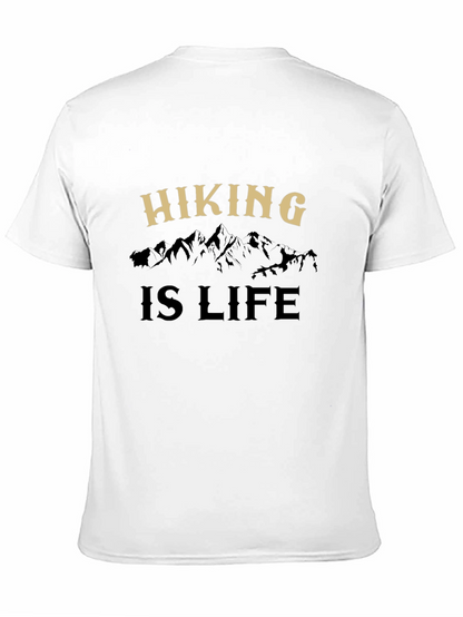 Camiseta Negra Hiking is Life para Aventureros