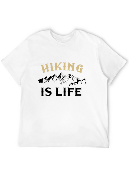 Camiseta Negra Hiking is Life para Aventureros
