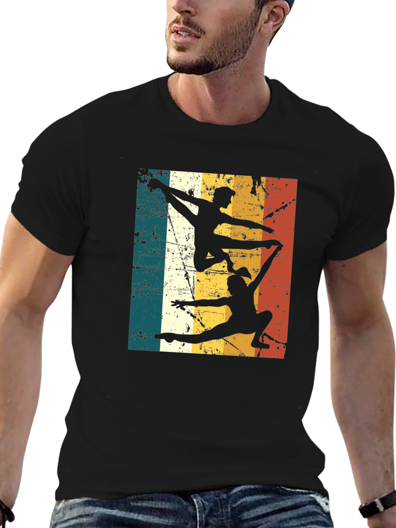 Camiseta Negra Retro de Gimnasia Acrobática