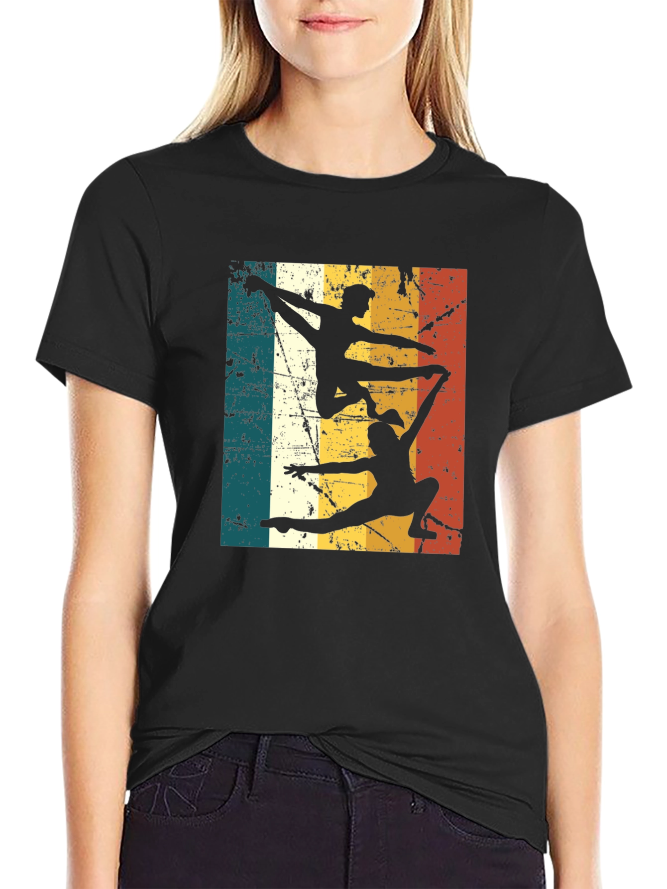 Camiseta Negra Retro de Gimnasia Acrobática