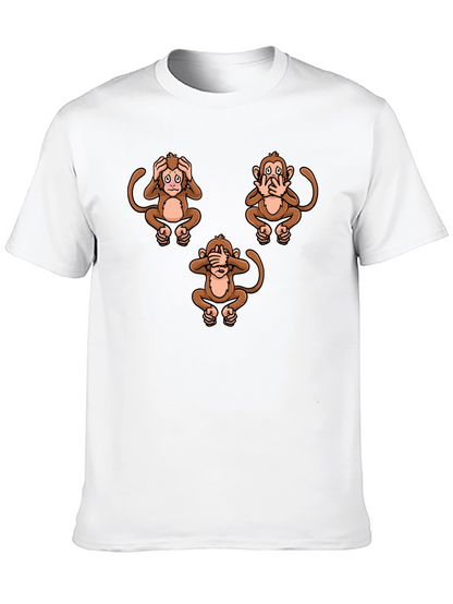 Camiseta Hombre Diseño Gráfico Monos Sabios