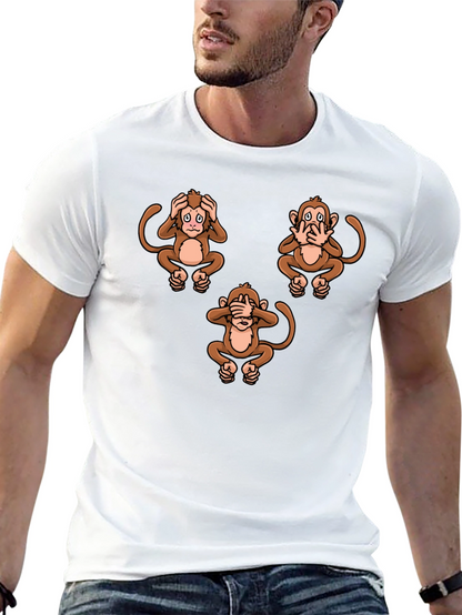 Camiseta Hombre Diseño Gráfico Monos Sabios