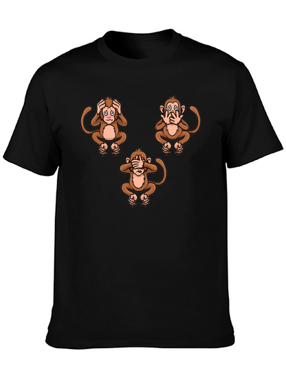 Camiseta Hombre Diseño Gráfico Monos Sabios
