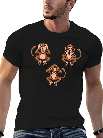 Camiseta Hombre Diseño Gráfico Monos Sabios