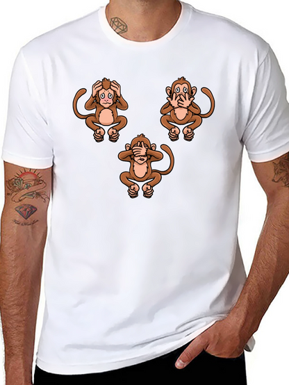 Camiseta Hombre Diseño Gráfico Monos Sabios
