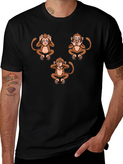 Camiseta Hombre Diseño Gráfico Monos Sabios