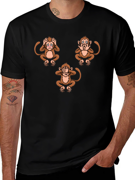Camiseta Hombre Diseño Gráfico Monos Sabios