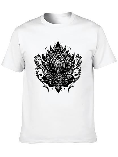 Camiseta Negra Hombre con Diseño Floral