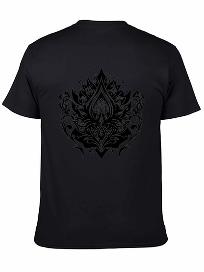 Camiseta Negra Hombre con Diseño Floral