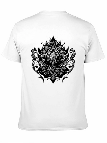 Camiseta Negra Hombre con Diseño Floral