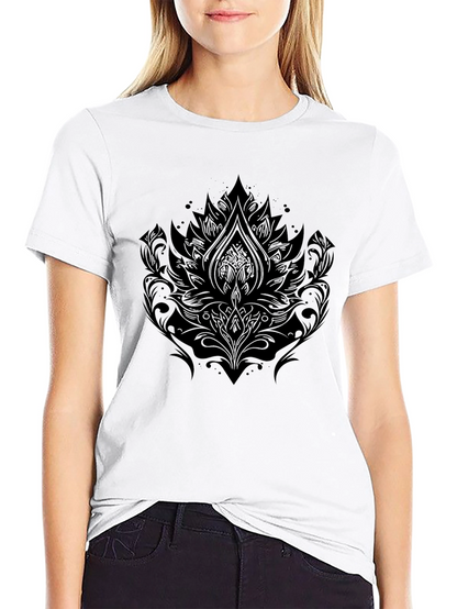 Camiseta Negra Hombre con Diseño Floral