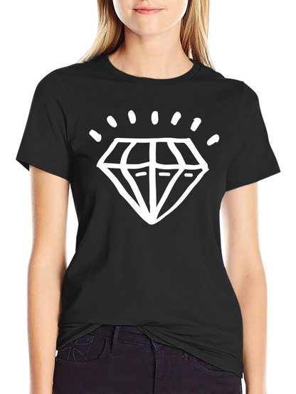 Camiseta Negra con Diseño de Diamante Brillante