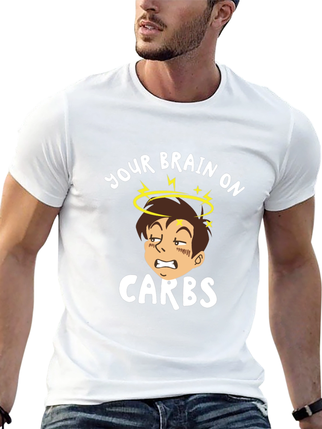 Camiseta Negra Tu Cerebro con Carbohidratos