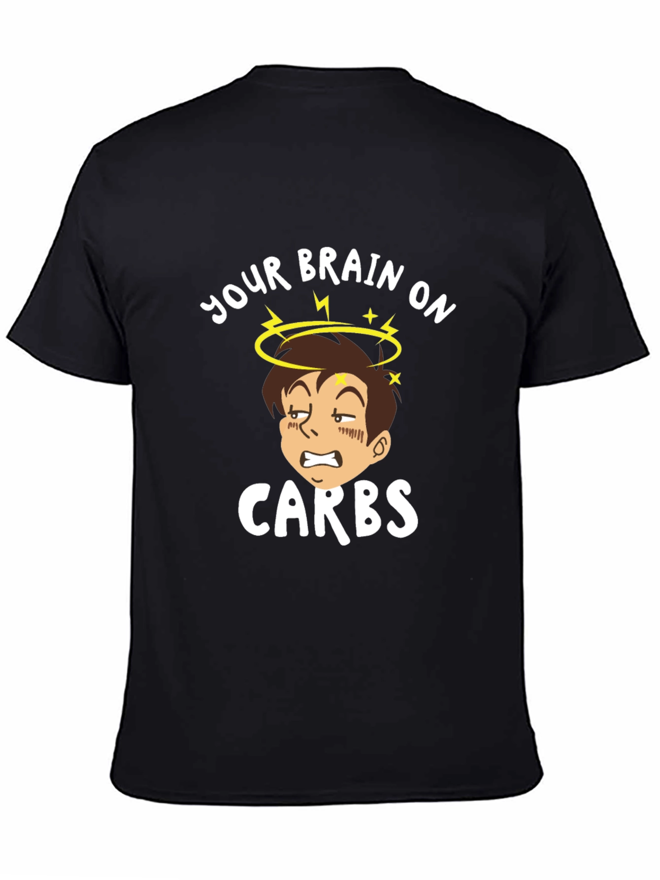 Camiseta Negra Tu Cerebro con Carbohidratos