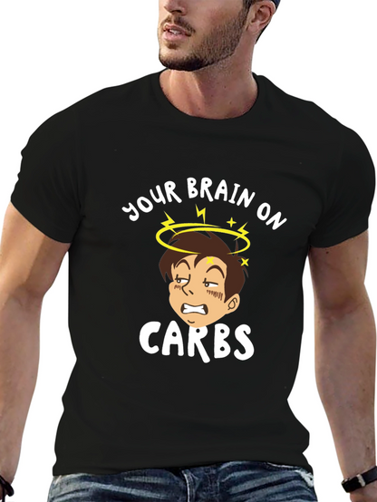 Camiseta Negra Tu Cerebro con Carbohidratos
