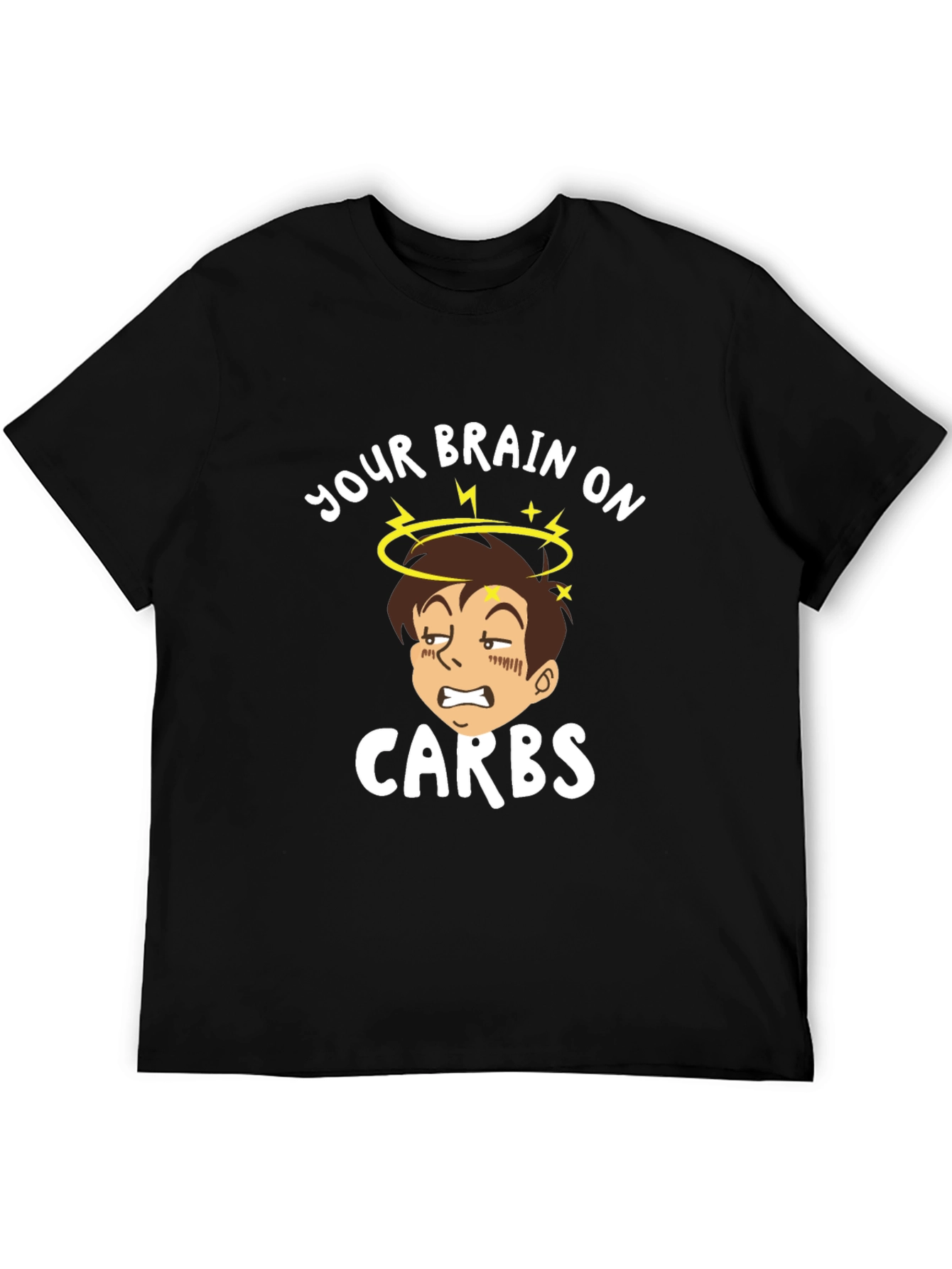 Camiseta Negra Tu Cerebro con Carbohidratos