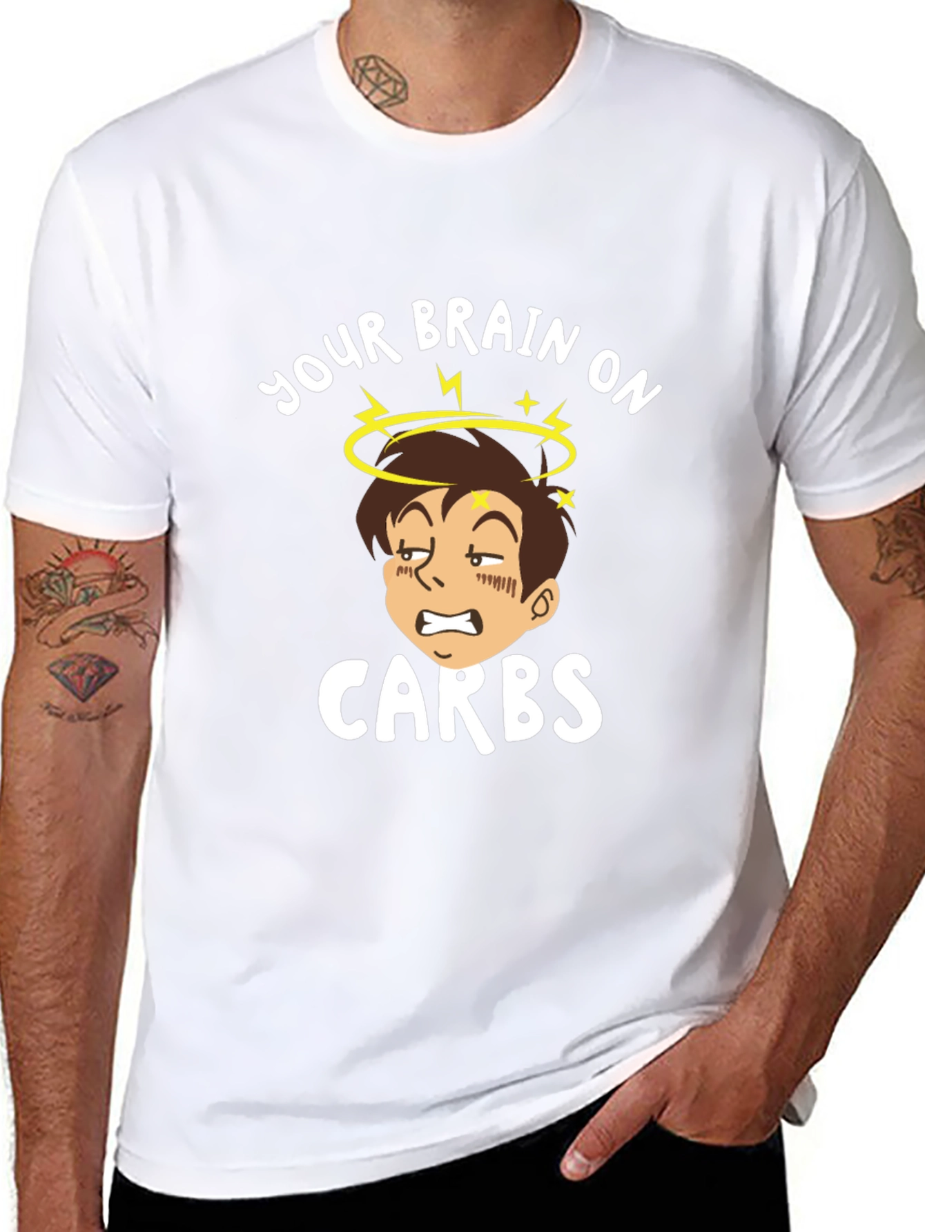 Camiseta Negra Tu Cerebro con Carbohidratos