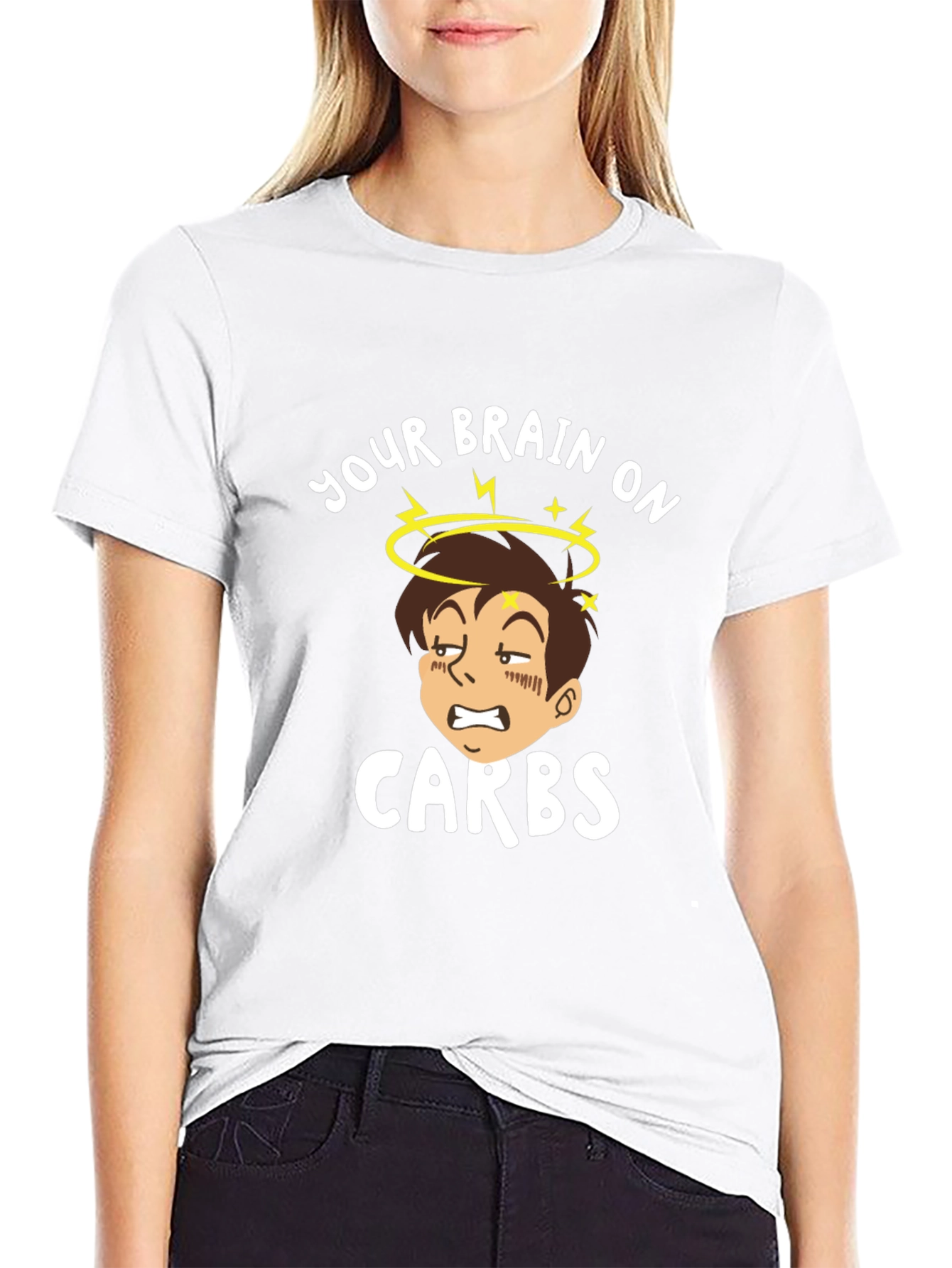 Camiseta Negra Tu Cerebro con Carbohidratos