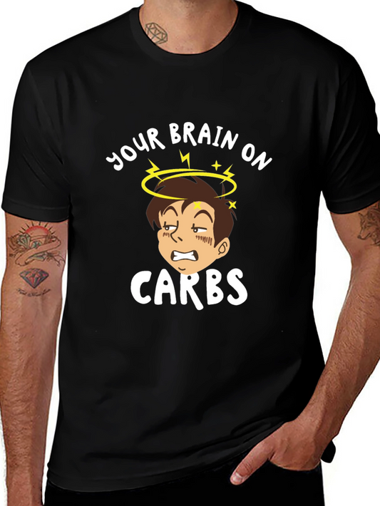 Camiseta Negra Tu Cerebro con Carbohidratos