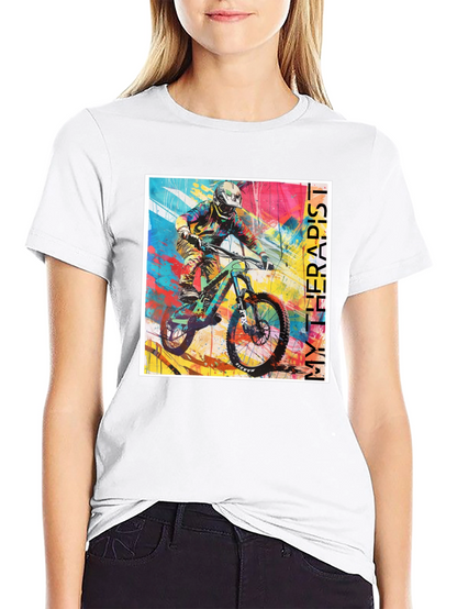 Camiseta Negra My Therapist para Bicicleta de Montaña