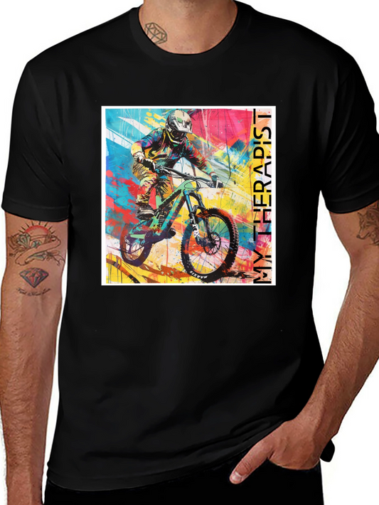 Camiseta Negra My Therapist para Bicicleta de Montaña