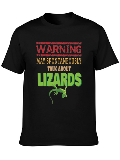 Camiseta Negra con Diseño de Advertencia de Lagartos