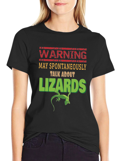 Camiseta Negra con Diseño de Advertencia de Lagartos