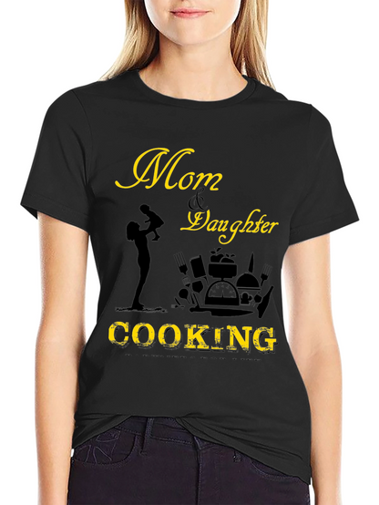 Camiseta Negra Mamá & Hija Cocinando