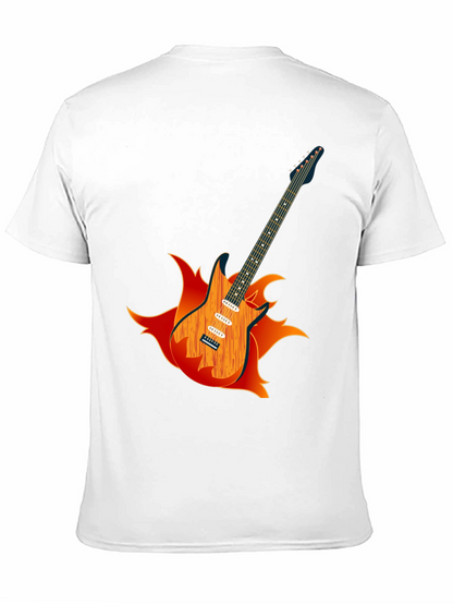 Camiseta Negra con Diseño de Guitarra en Llamas