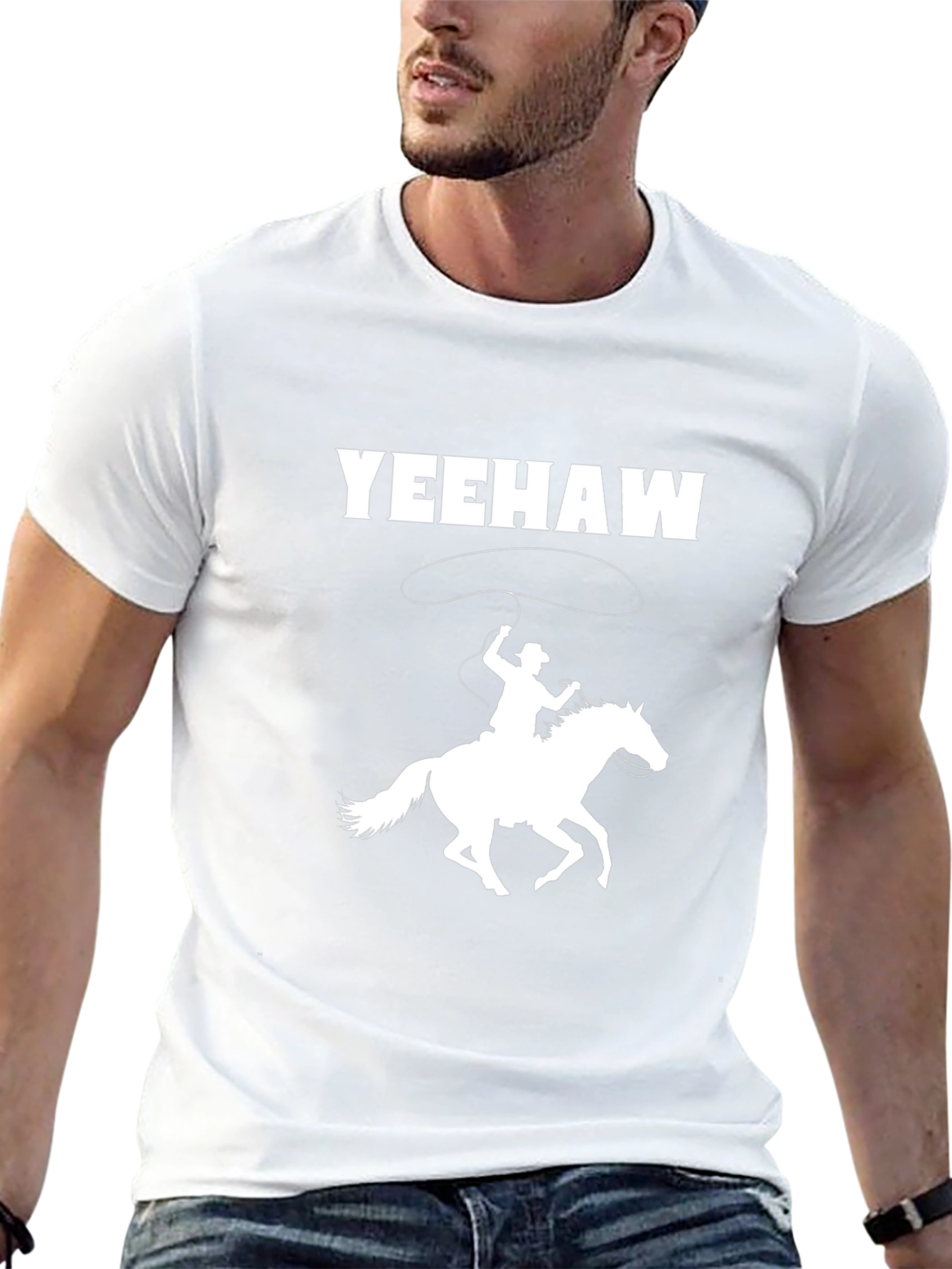 Camiseta Negra Yeehaw Cowboy