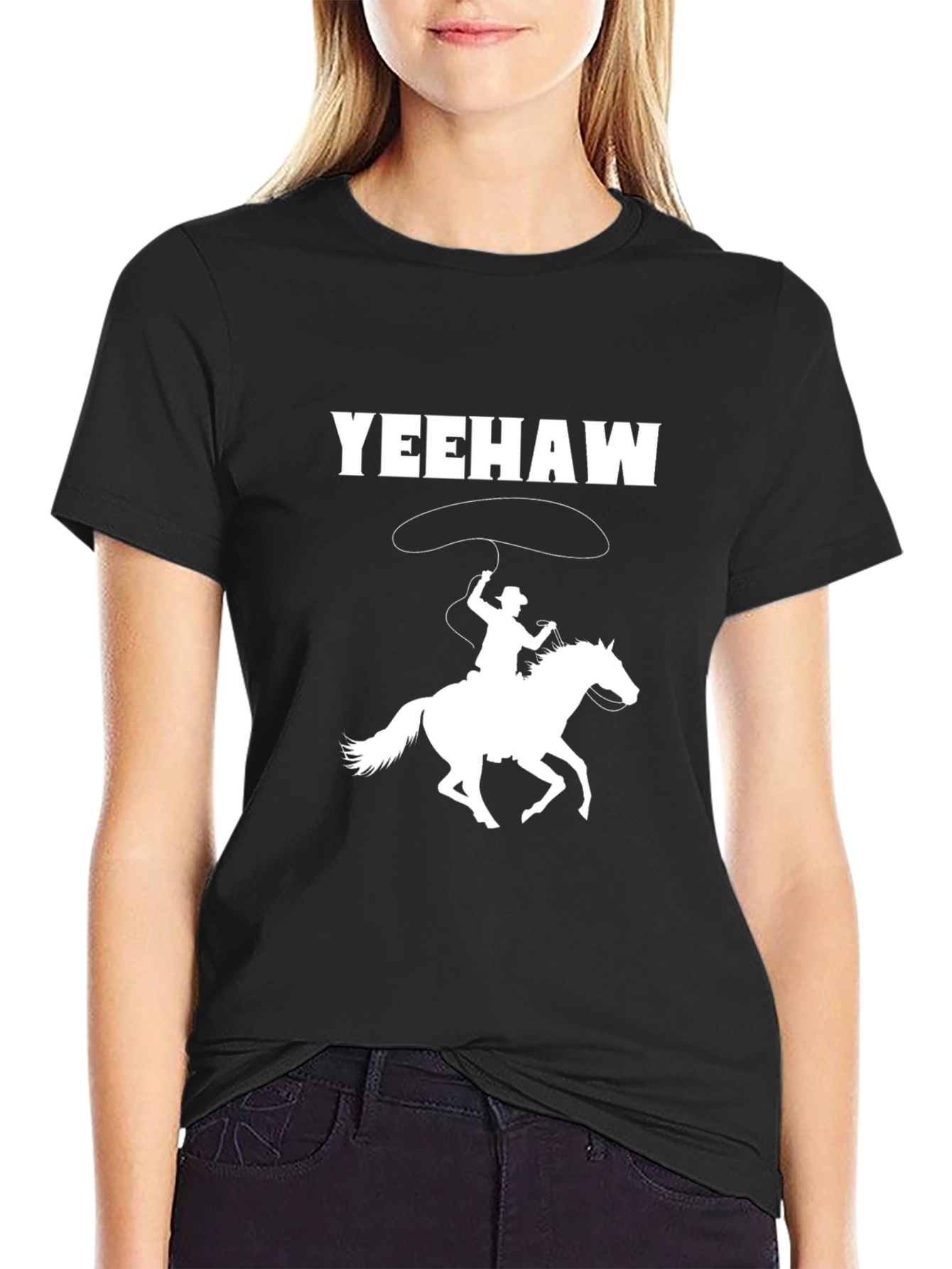 Camiseta Negra Yeehaw Cowboy