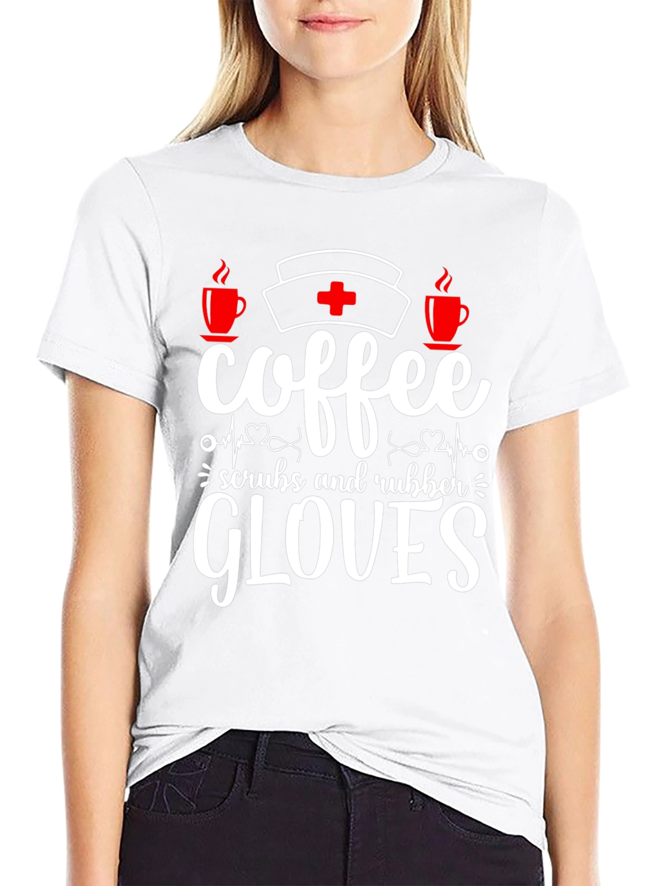 Camiseta Coffee Scrubs Rubber Gloves para enfermeras