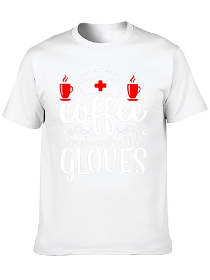 Camiseta Coffee Scrubs Rubber Gloves para enfermeras