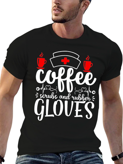 Camiseta Coffee Scrubs Rubber Gloves para enfermeras