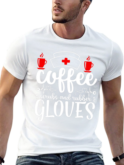 Camiseta Coffee Scrubs Rubber Gloves para enfermeras